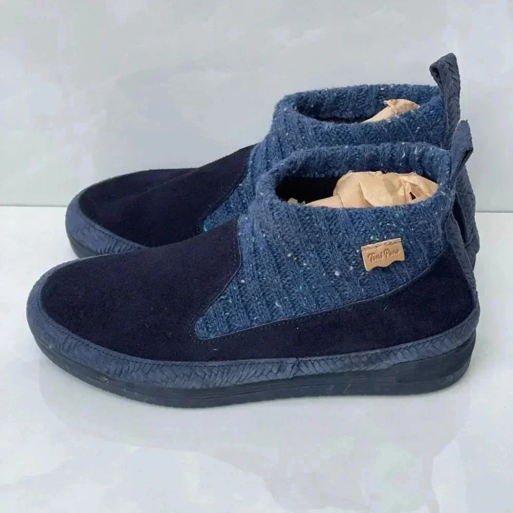 Toni Ponskids  kids Ribbed Cuff And Faux Fur Boots Blue Sz 36
